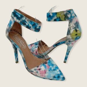 Jeffrey Campbell Great Moments Solitaire Multicolor Plaid Leather Point Pumps 7